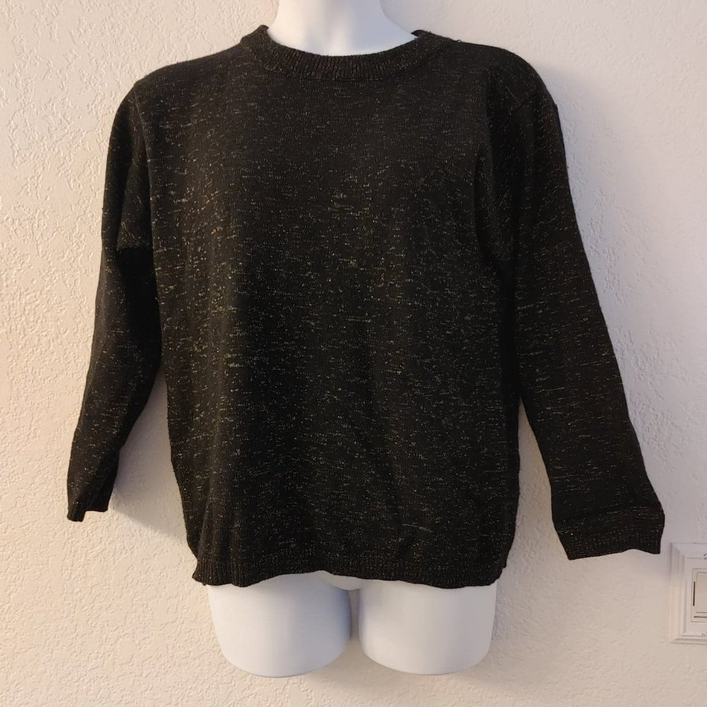 Rafaella Women's Black & Gold cozy sweater Top (XL)